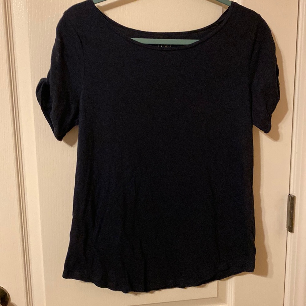 Loft navy twist sleeve tee